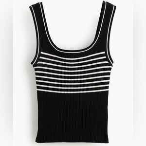 Divided by H&M Striped Ribbed Tank Top, Black/White, Size Large